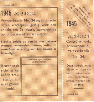 Vervoersbewijs 1945