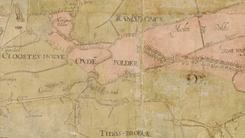 Kaart van Raamsdonk omstreeks 1625