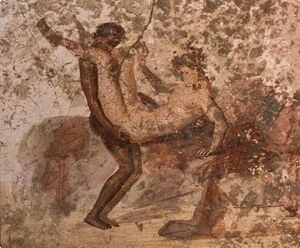 Fresco’s in het bordeel in Pompeï lieten zien welke vormen van seks er te koop waren.