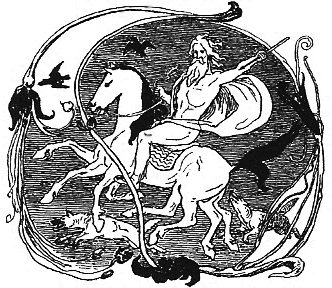 Bestand:Odin, Sleipnir, Geri, Freki, Huginn and Muninn by Frølich.jpg