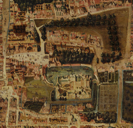 Detail van de plattegrond van Den Haag rond 1570.