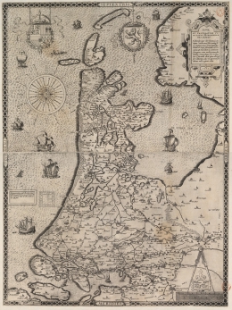 Kaart van Holland van Gerard de Jode. Antwerpen, 1565