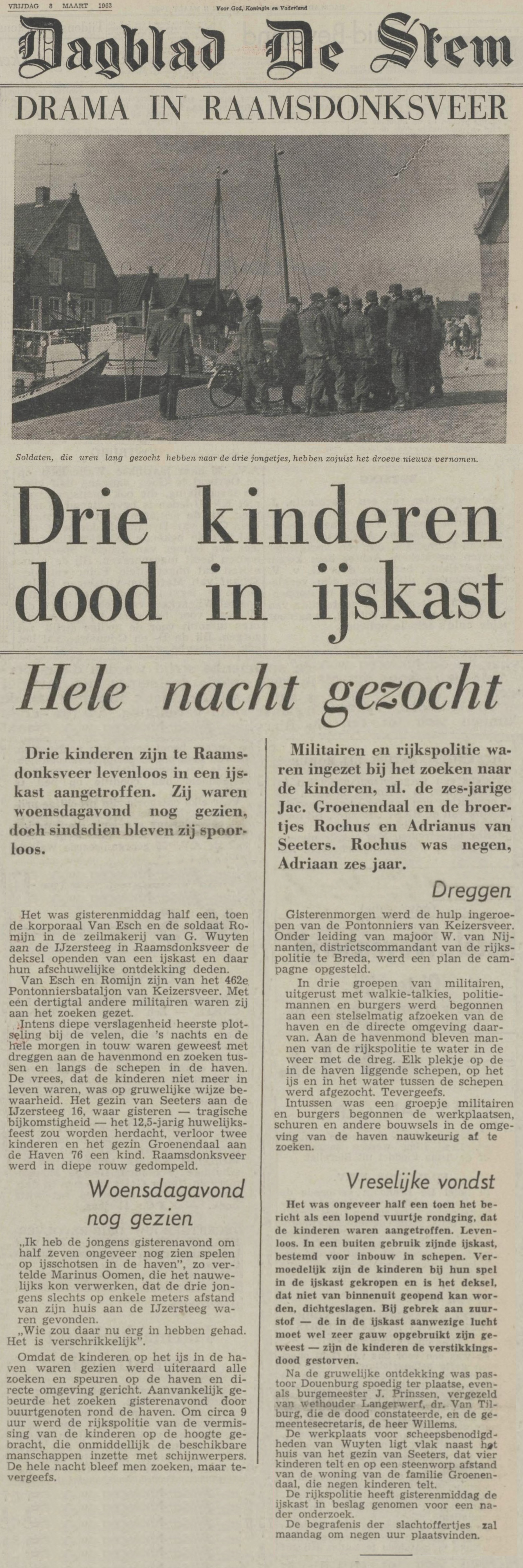 Drama in Raamsdonksveer - De Stem 8 maart 1963