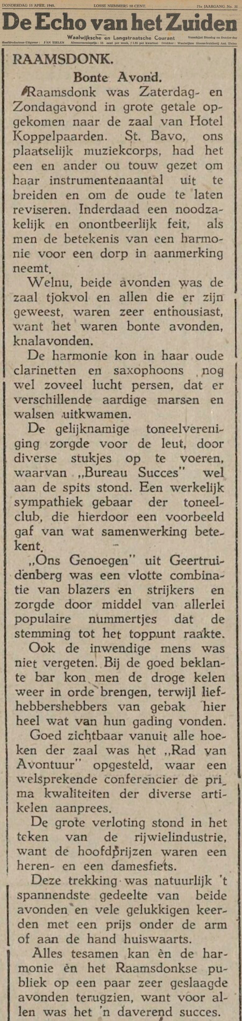 Bonte Avond Raamsdonk - Echo van het Zuiden donderdag 15 april 1948