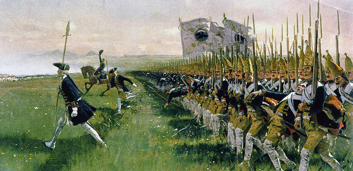 Bestand:Hohenfriedeberg - Attack of Prussian Infantry - 1745.jpg