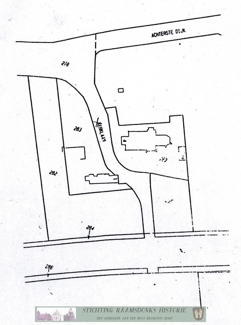 Kadastrale kaart Kerklaan Raamsdonk circa 1997