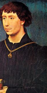 Karel de Stoute (Dijon, 10 november 1433 - Nancy, 5 januari 1477). Geschilderd door Rogier van der Weyden.