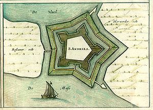 Fort Sint Andries, de plaats waar Maas en Waal als eerste bij elkaar kwamen.