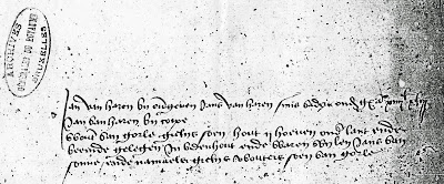 Illustratie 2: Inschrijving uit het Leenregister met de vermelding van Jan van Sonne uit 1417