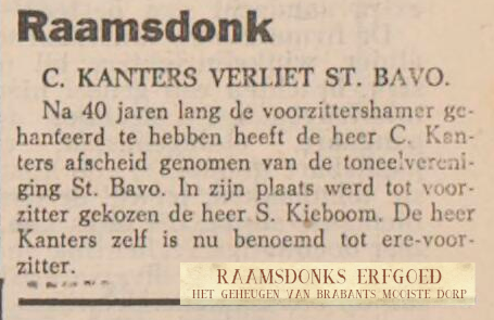 C. Kanters verliet St. Bavo - Raamsdonk 18 november 1960 - Echo van het Zuiden