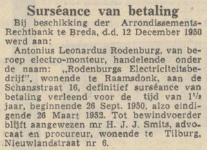 Bredasche courant 14 december 1950 - Surseance van betaling