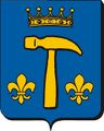 Familienaam van Erp Wapen: in blauw een hamer, aan weerszijden van de steel vergezeld van een lelie, de hamer overtopt met een kroon, alles goud. Gijsbertus van Erp (Raad van 's-Hertogenbosch 1810)