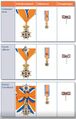 Een overzicht van de verschillende onderscheidingen in de Orde van Oranje-Nassau voor heren