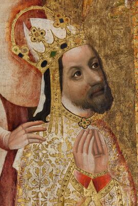 Portret van Karel IV in een fragment van een votiefbeeld door Meester Theodoric