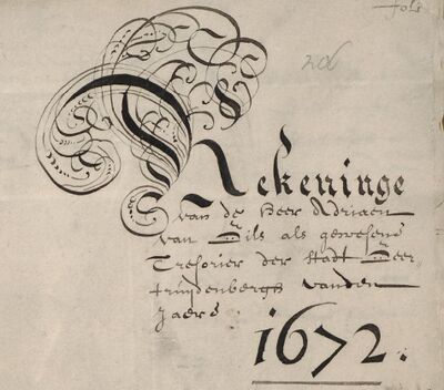 Voorblad van de jaarrekening 1672 stad Geertruidenberg