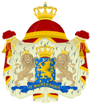 Het wapenschild van Koning Willem II met een wapenmantel