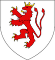 Wapen van het Hertogdom Limburg, met de twee leeuwenstaarten (sinds 1221) wat voor vader Walram de unie betekende van Limburg en Luxemburg