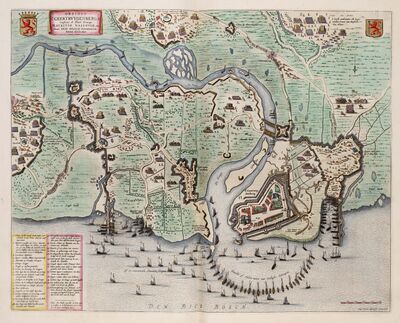 De belegering van Geertruidenberg door Maurits van Oranje in 1595 - Hierop de schansen te Raamsdonk
