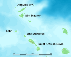 Locatie van Saba en Sint Eustatius