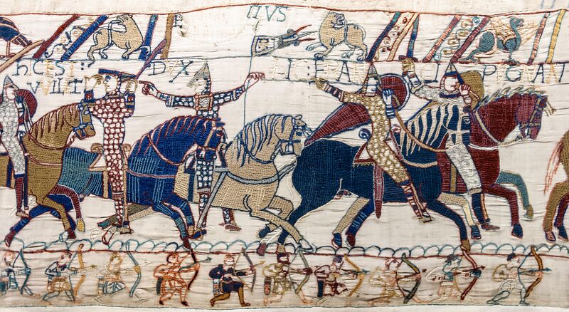 Bestand:Bayeux Tapestry scene55 William Hastings battlefield.jpg
