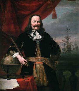 Michiel de Ruyter door Ferdinand Bol in 1667. Hij draagt zijn Orde van de Heilige Michaël