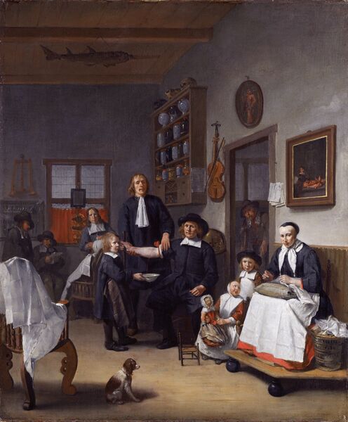 Bestand:Jacob Franszn (ca 1635-1708) and family in his barber-surgeon shop, by Egbert van Heemskerck (ca 1634 - 1704).jpg
