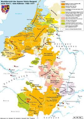 Kaart van Bourgondië in 1477