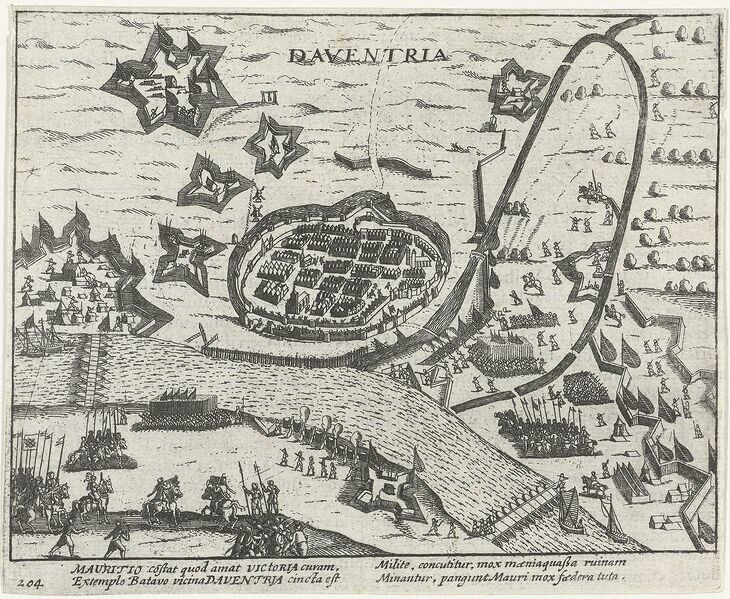 Bestand:Beleg en inname van Deventer in 1591 door Prins Maurits - Siege and capture of Deventer in 1591 by Prince Maurice.jpg