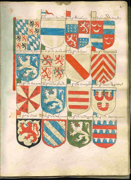 Bestand:Page 37 from a copy of Wapenboek Beyeren (armorial) from ca. 1600.jpg