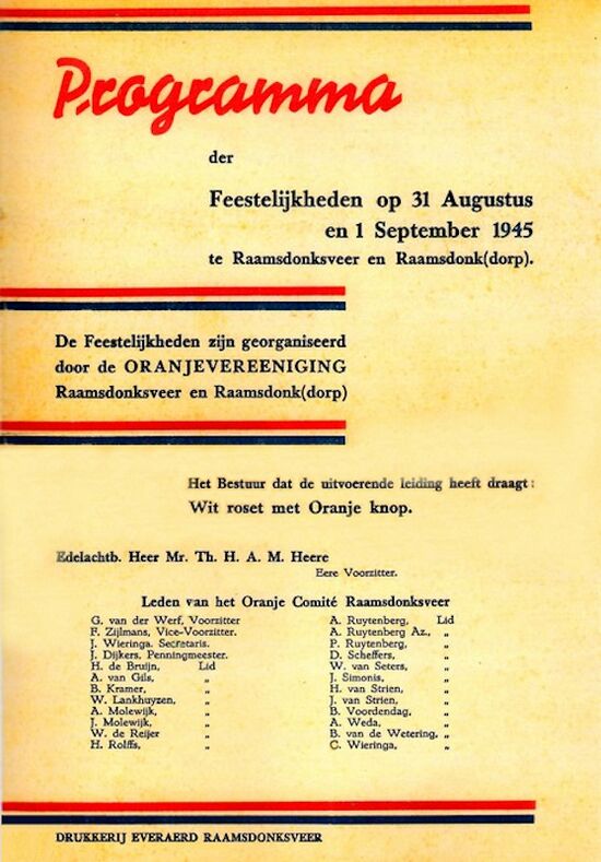 Programma bevrijdingsfeest 1945