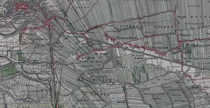 Kaart Raamsdonk omstreeks de omnummering van 1949