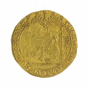 Gouden leeuw, Holland, Philips de Goede, z.j., enige munt geslagen in Den Haag (voorzijde)