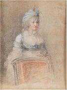 Wilhelmina van Pruisen, Prinses van Oranje tijdens haar ballingschap in Engeland tussen 1795 - 1802, door Peltro William Tomkins  (1759 - 1840)