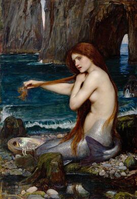 A mermaid, schilderij van John William Waterhouse