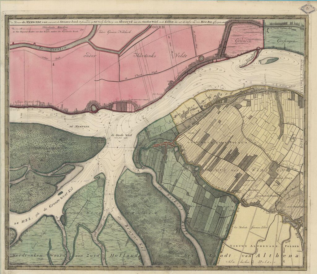 Nicolaes Cruquius. Caarte ofte afteeckening van de rivier de Merwede van Gorichem af benedenwaarts etc. ’s-Gravenhage: Staten van Holland, 1730.