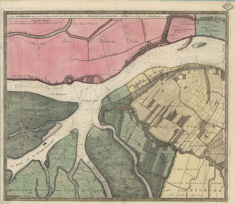 Nicolaes Cruquius. Caarte ofte afteeckening van de rivier de Merwede van Gorichem af benedenwaarts etc. ’s-Gravenhage: Staten van Holland, 1730.