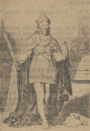 St. Bavo volgens een prent van N. v. Liinhoven naar een teekening van P. de Grebbe, uit het .Prentenkabinet van het Rijksmuseum te Adam.