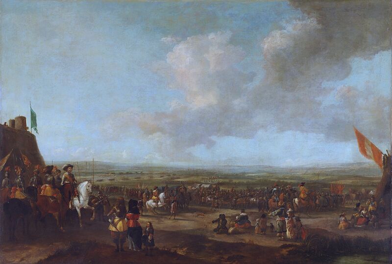 Bestand:Frederik Hendrik at the surrender of Maastricht, 22 August 1632, in the manner of Pieter Wouwerman.jpg