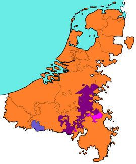 De Lage Landen in 1560. ■ Habsburgse Nederlanden ■ Prinsbisdom Luik ■ Abdijvorstendom Stavelot-Malmedy ■ Kamerijk en het Kamerijkse