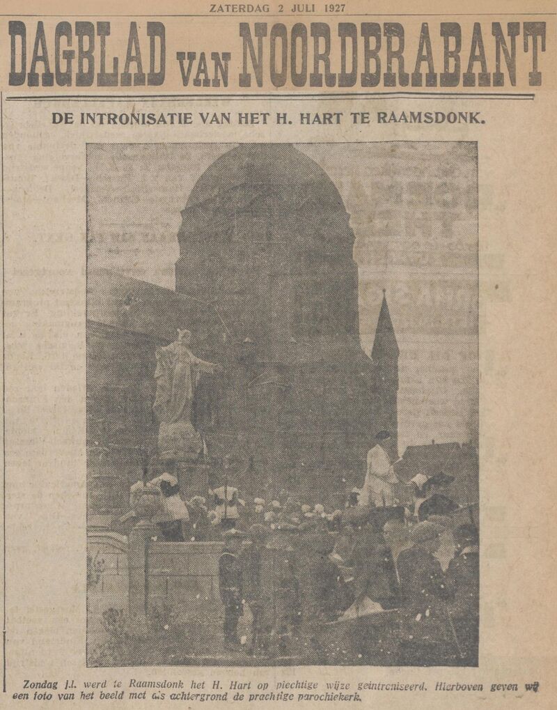 Dagblad van Noordbrabant - zaterdag 2 juli 1927 - De Intronisatie van het H. Hart te Raamsdonk