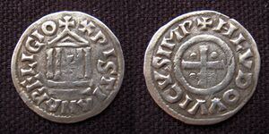 Penning of denarius, zilver, Lodewijk de Vrome, z.j. (813–840).