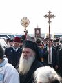 Orthodoxe processie met processiekruizen