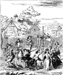 Morris dance bij de Maypole, Chambers Book of Days, 1864