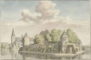 Het Hof van Putten en de kerk van Geervliet - Pronk (1749-1757).jpg