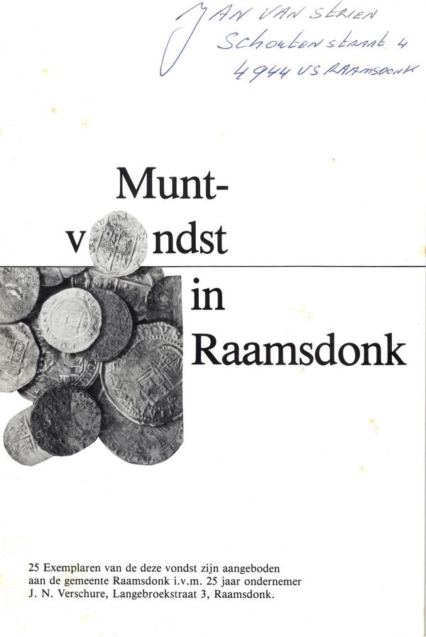 Voorblad: Munt-vondst in Raamsdonk - uitgave J.N. Verschure