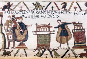 Bayeux Tapestry scene23 Harold sacramentum fecit Willelmo duci.jpg