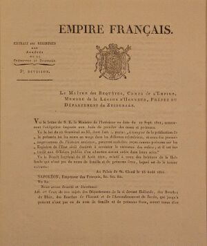 Pagina 1: Decreet van Napoleon 18 augsutus 1811