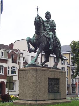 Standbeeld Boudewijn te Bergen van de hand van Joseph Jaquet.