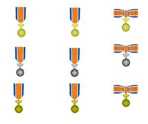 Eremedailles verbonden aan de Orde van Oranje-Nassau.jpg