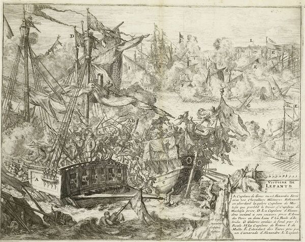 Slag bij Lepanto, 1571, Romeyn de Hooghe (toegeschreven aan), naar Don Juan de Ledesma, 1670 – 1699